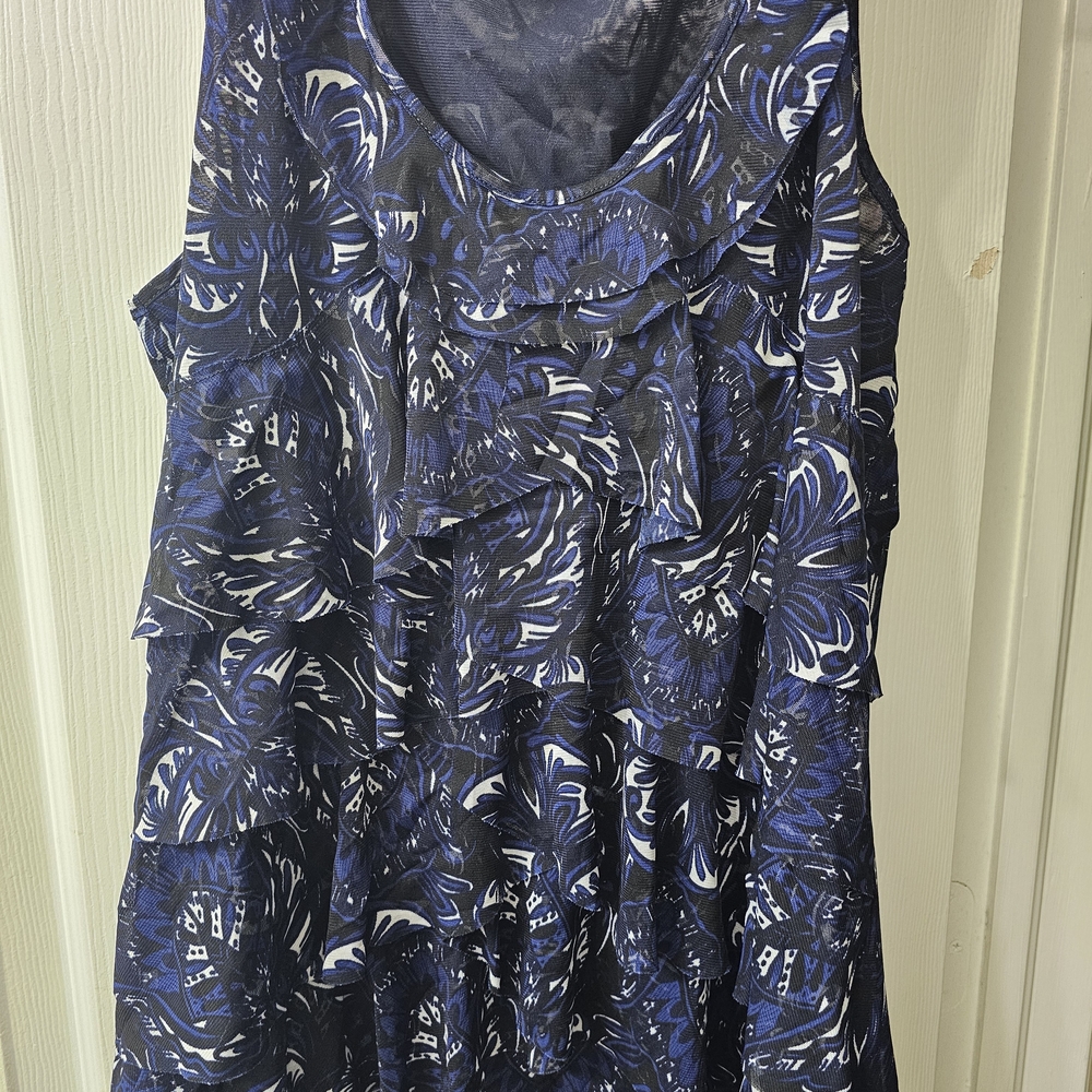 New York & Company Blue Patterned Women's Top